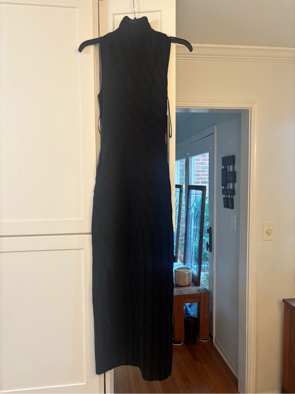 new Cult Gaia Jessica knit curved line high neck gold emblem midi dress in black - Picture 8 of 10